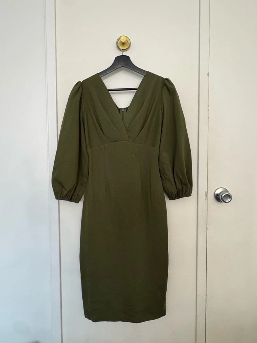 Vixen by Micheline Pitt Olive Green Bawdy Wiggle Dress with Belt Size S - Picture 3 of 6